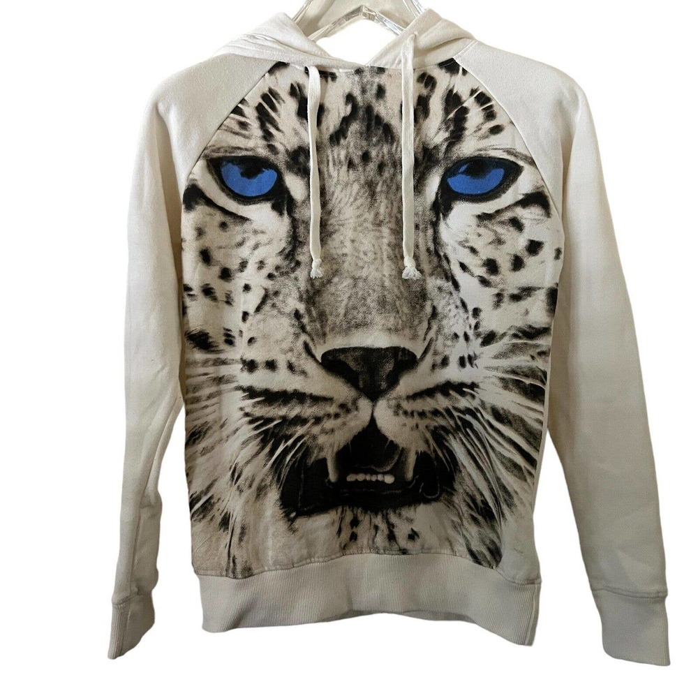 🌵 Cotton On Leopard Animal Print Cream Hoodie Pullover Sweatshirt - Size Small
